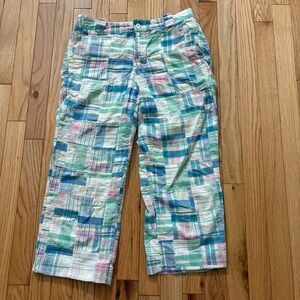 Plaid Women's Capris in Green and Pink